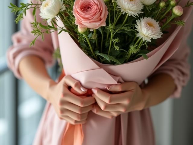 The finishing touches on a luxury gift bouquet