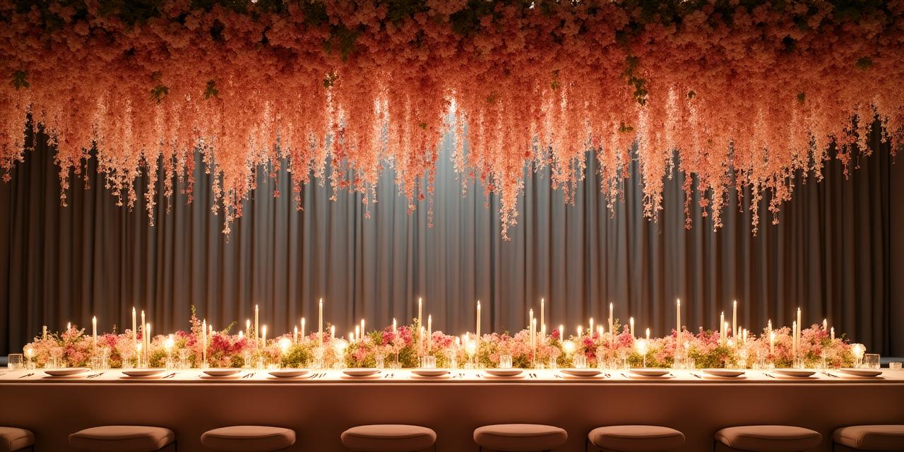 Large scale floral installation over a banquet table